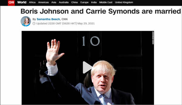 英国首相约翰逊与未婚妻举行“秘密婚礼”